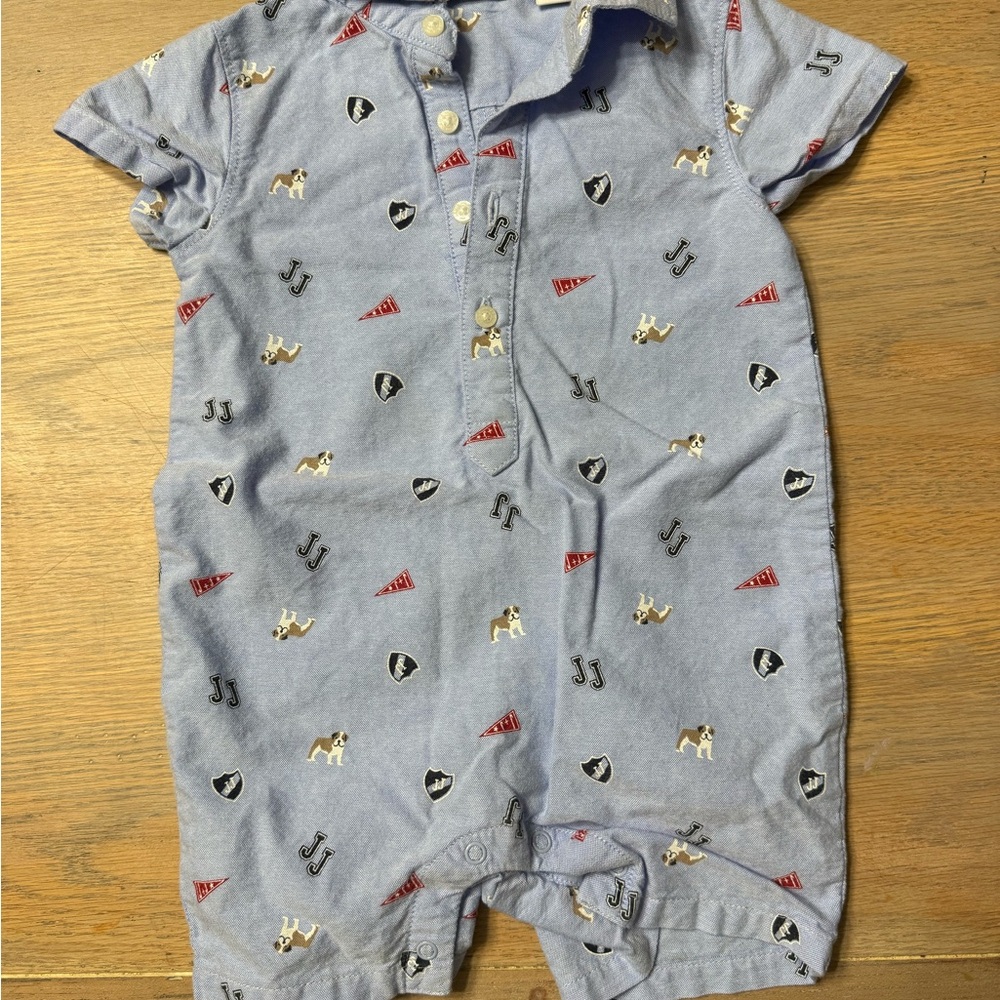 Blue Kids One Piece with Dog Print